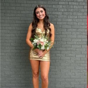 Sherri Hill Gold Prom Dress